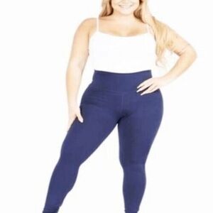 Yelete High Rise Leggings Navy‎ 5" Waistband Size L / XL Fits 16-20